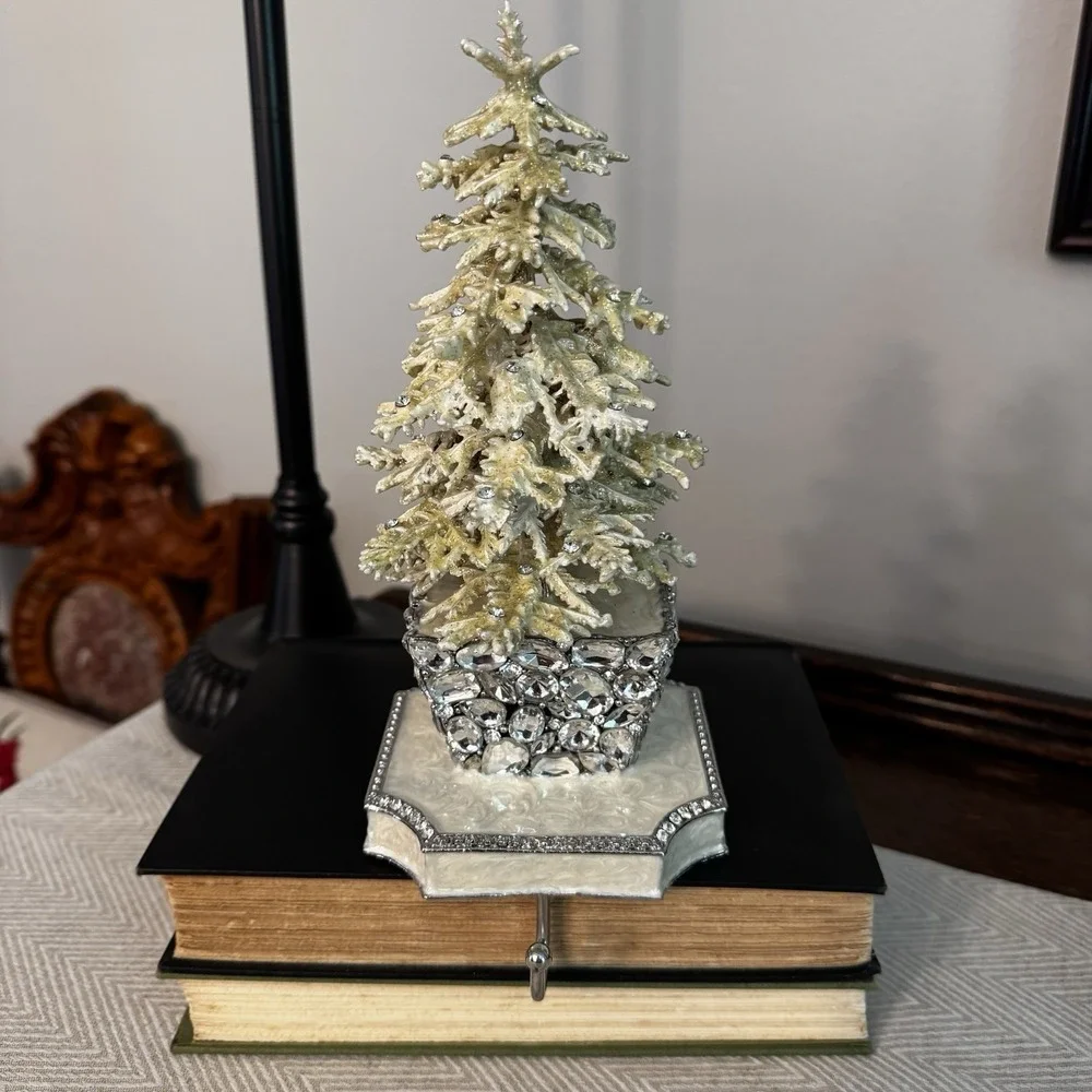 Olivia Riegel‎ Flocked Swarovski Crystal Pewter Christmas Tree Stocking Holder